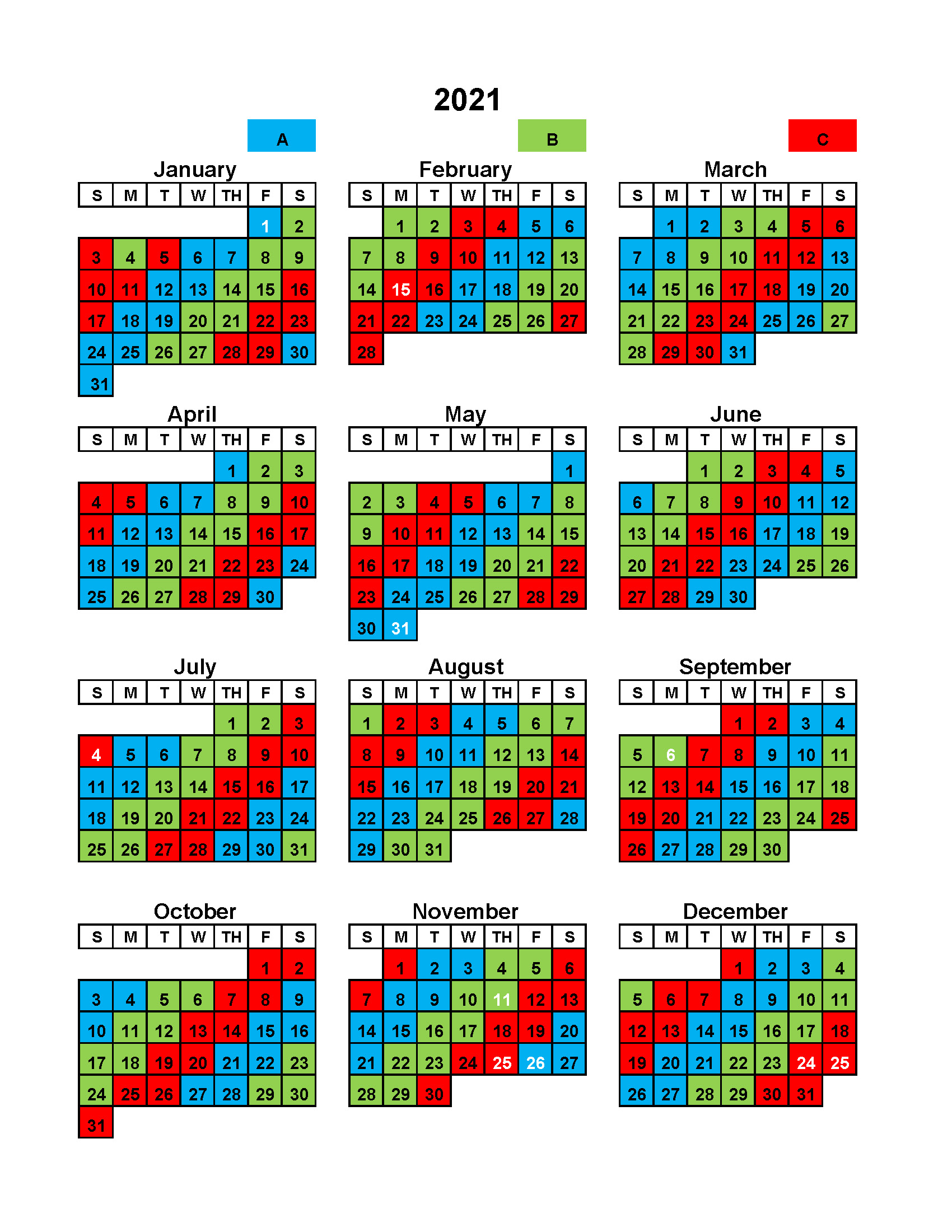 Shift Calendar 2021 Benton County Fire District 4